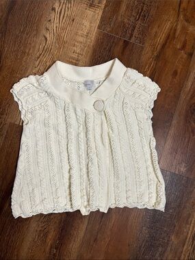 Caslon Cream Knit Cap Sleeve Baby Top